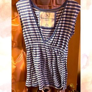 Blue striped babydoll top